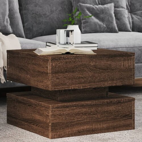 The Living Store Klubska mizica z LED lučkami rjavi hrast 50x50x40 cm - Klubska Mizica, (21574743) Cene