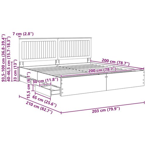  Okvir za krevet s ladicama Betonski sivi 200 x 200 cm Slike