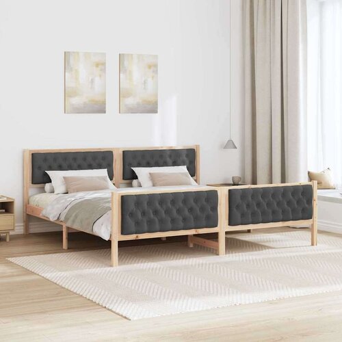  Okvir za krevet Tamno siva 200 x 200 cm tkanina Slike