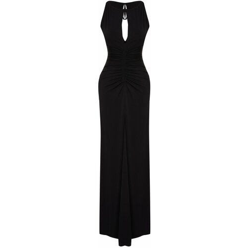 Trendyol limited edition black window/cut out detailed evening long evening dress Slike