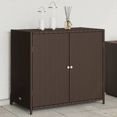 VidaXL Vrtna omara za shranjevanje rjava 83x45x76 cm poli ratan Slike