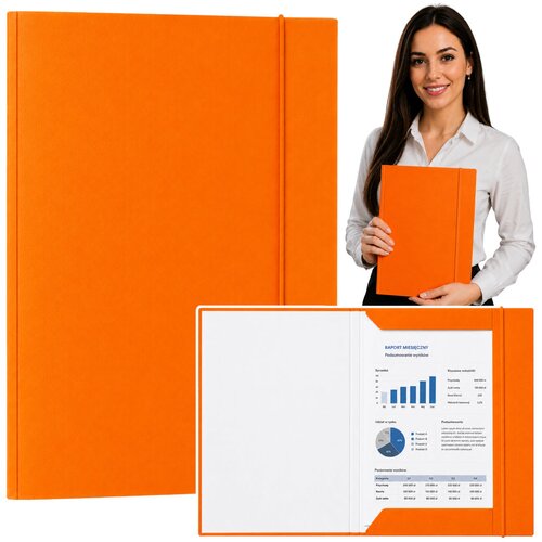  Cardboard Folder with Elastic Band, Lacquered, A4, 300 g/m2, Orange Cijene