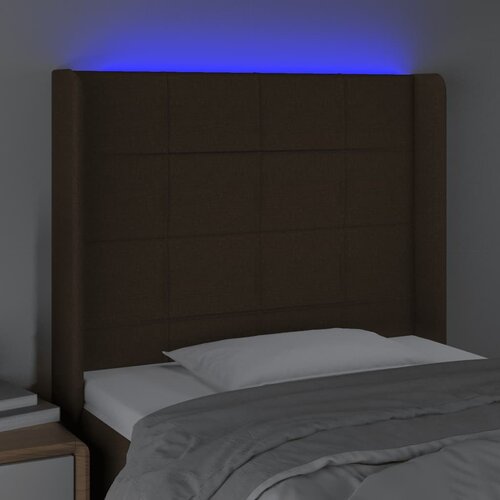  LED uzglavlje tamnosmeđe 93x16x118/128 cm od tkanine Slike