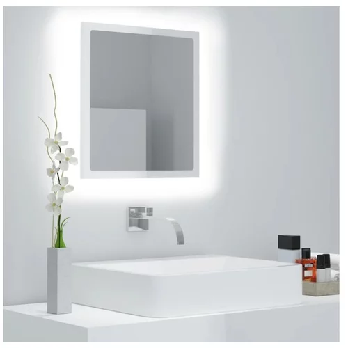  LED kopalniško ogledalo visok sijaj belo 40x8,5x37 cm