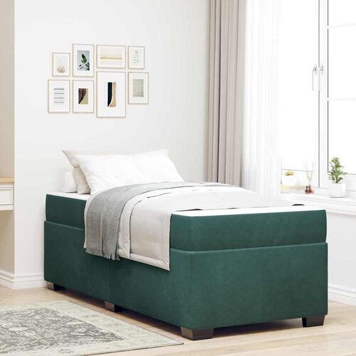 vidaXL Posteljni okvir z vzmetnico Temno zelena 80 x 200 cm Žamet Cene