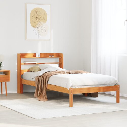 vidaXL Posteljni okvir z vzglavjem voščeno rjava 100x200 cm borovina Cene