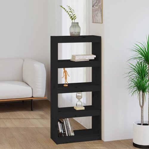 Furnova Knjižna omara / pregrada črna 60x30x135,5 cm trden les, (21950744) Slike