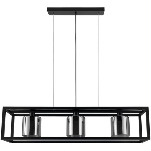 Eglo visilica BRISLING E27 110 cm crna dimljeno staklo 3 svetla 390175 Slike