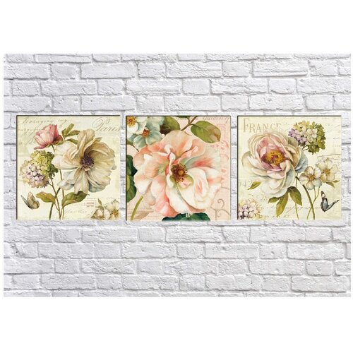 Tablo Center Komplet 3 slik Vintage Flowers Cene