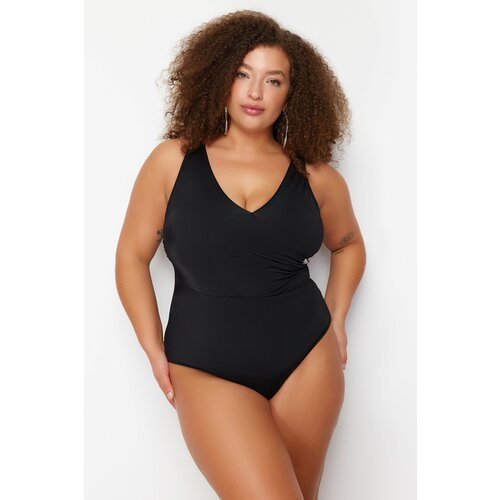 Trendyol Curve Black Double Breasted Covered Swimsuit with Recovery Effect Cene