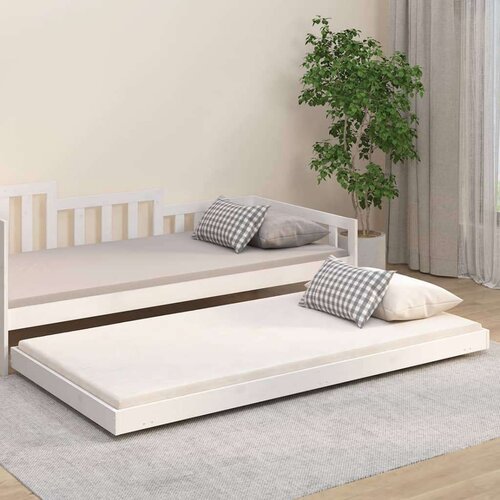  Posteljni okvir bel 100x200 cm trdna borovina, (20723614) Slike
