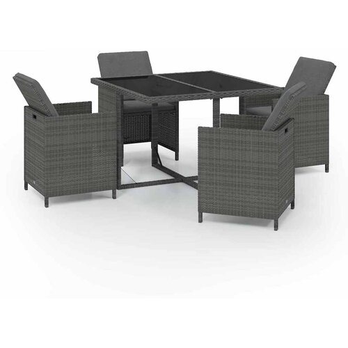  5-dijelni vrtni blagovaonski set od poliratana sivi Siva 109 cm table length Slike