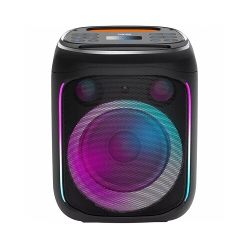 Canyon OnFun 5, Partybox speaker,Spec: speaker drivers: 6.5''+1.5'tweeter Power Output : 40W Lithium Battery : 7.4v 3600mAh Function : AUX+TF+MIC+BT+USB+DSP+EQ+ehco+. Color: Black body,orange handle. Slike