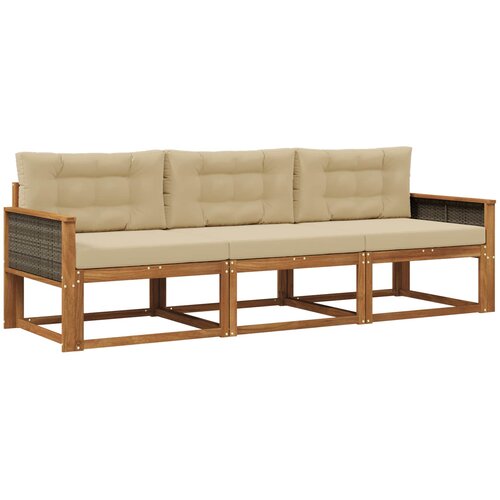  Set vanjskih sofa 3 kom. Prirodna i bež Slike
