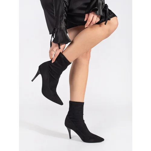 Sergio Leone Black suede elastic heeled ankle boots