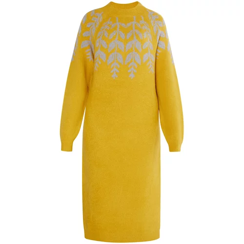 Usha Pletena haljina 'Lurea' narančasto žuta / siva