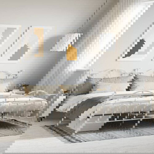 VidaXL Metalni okvir kreveta uzglavlje i podnožje bijeli 200x200 cm Slike