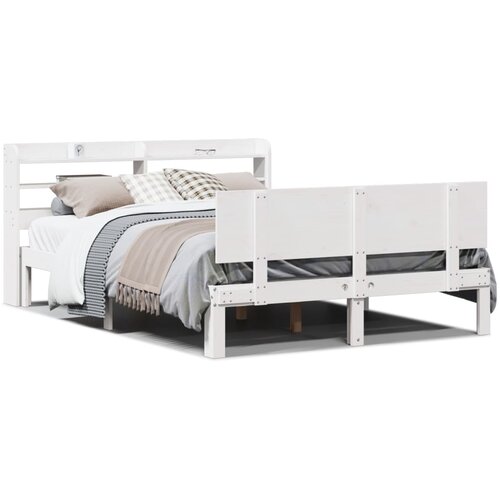 VidaXL Okvir kreveta s uzglavljem bijeli 140 x 190 cm od borovine Slike