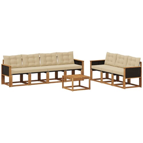 vidaXL Zunanja garnitura za sedenje z blazino 8 pcs Naravna in bež, (5000273505) Cene