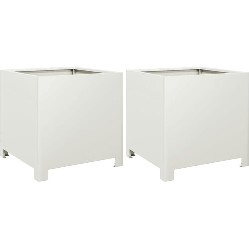 Maison Chic Vrtno korito - Greda - Cvetlični Lonec 2 kosa bela 40x40x40 cm jeklo, (21790030) Cene