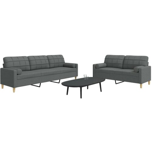  2-dijelni set sofa s ukrasnim jastucima tamnosivi od tkanine Cene
