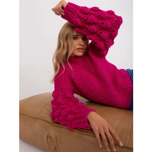 Fashion Hunters Fuchsia oversize sweater with puffed sleeves
