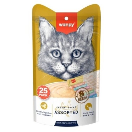 WANPY Kremasta poslastica za mačke Mix, 25x14 g Slike