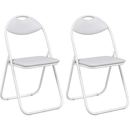  Sklopiva stolica 2 pcs Bijeli 48 x 43 5 x 81 cm Lažna koža - Bijeli 2 Slike