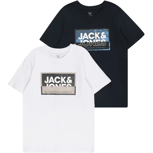 Jack & Jones Majica 'LOGAN' nočno modra / svetlo rjava / črna / bela