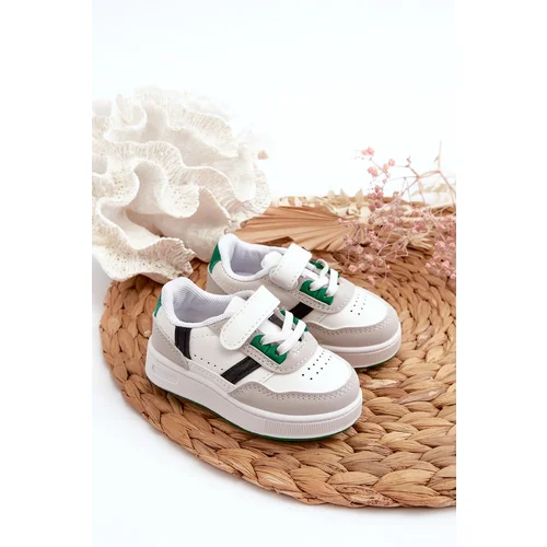 Kesi Classic White and Green Marlin Children's Sports Shoes