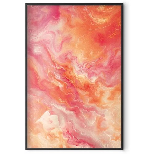  Plakat Fiery Colors - dynamic shapes in fire and pink tones 21x30 Crni okvir Cijene