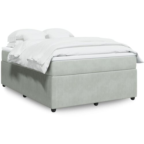 VidaXL Box spring postelja z vzmetnico svetlo siv 140x190 cm žamet Slike