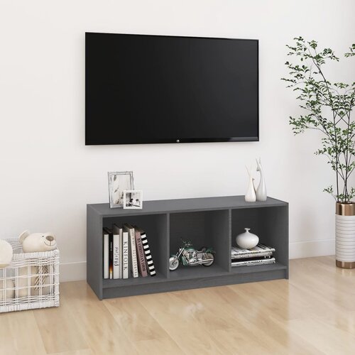 TV ormarić sivi 104 x 33 x 41 cm od masivne borovine Slike