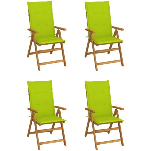  Nagibne vrtne stolice s jastucima 4 kom masivno bagremovo drvo Slike