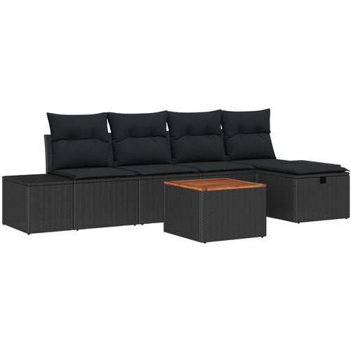 vidaXL set od 6 vrtnih sofa s jastučićima crni poliratan Cijene