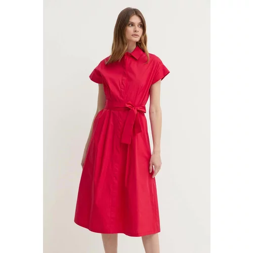 Liu Jo Bombažna obleka rdeča barva