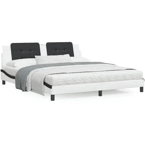 vidaXL Okvir kreveta LED bijelo-crni 180 x 200 cm od umjetne kože