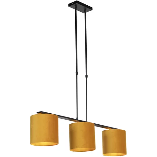 QAZQA Viseča svetilka z velur odtenki rumena z zlatom 20 cm - Combi 3 Deluxe