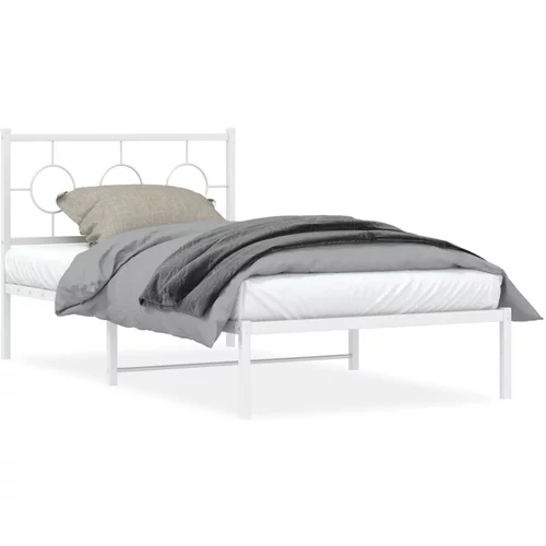 Metalni okvir za krevet s uzglavljem bijeli 100x200 cm