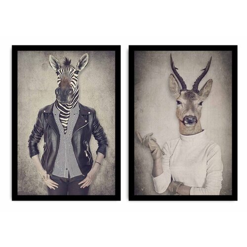 Alpha Wall 2-delna slika Home Ribs and Deer, 72 x 50 cm Slike