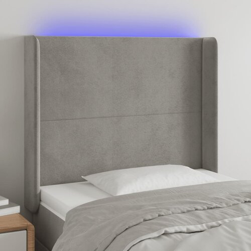 vidaXL LED posteljno vzglavje svetlo sivo 83x16x118/128 cm žamet Cene
