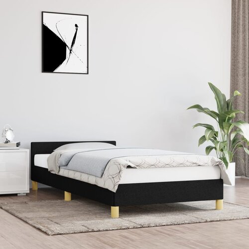 VidaXL Posteljni okvir z vzglavjem črn 90x190 cm blago Slike