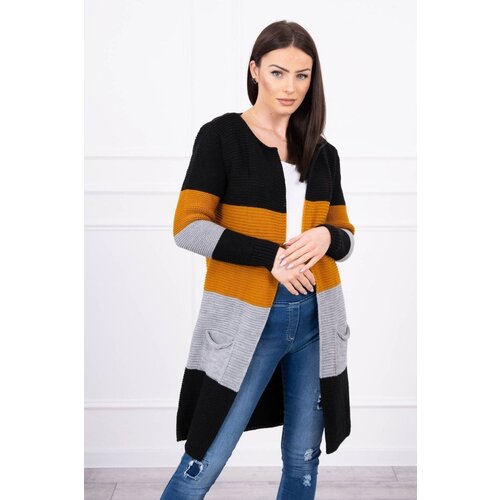 Kesi Cardigan sweater on straps black+mustard Slike