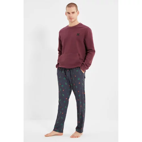 Trendyol Navy Blue Men's Regular Fit Printed Pajama Bottoms