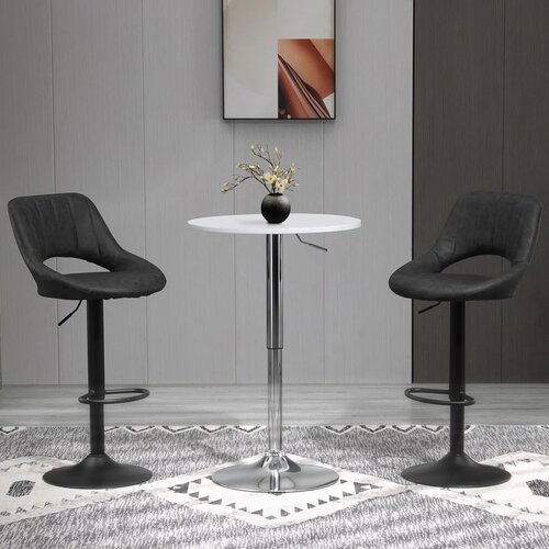  Set od 2 barske stolice izgled kože okretne podesiva visina oslonac za noge metalni okvir 47 x 52 x 87-109 cm siva Slike