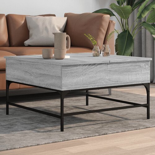  The Living Store Klubska mizica siva sonoma 80x80x45 cm inž. les in kovina - Klubska Mizica, (21553422) Cene