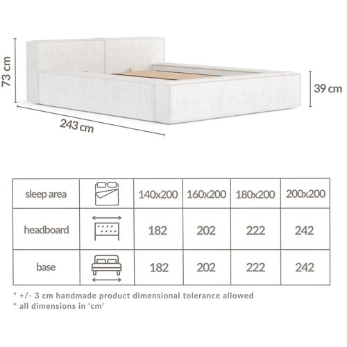 Maison de R&amp;ecirc;ve Bež oblazinjena zakonska postelja s prostorom za shranjevanje z letvenim dnom 180x200 cm Voliera &amp;ndash; Slike