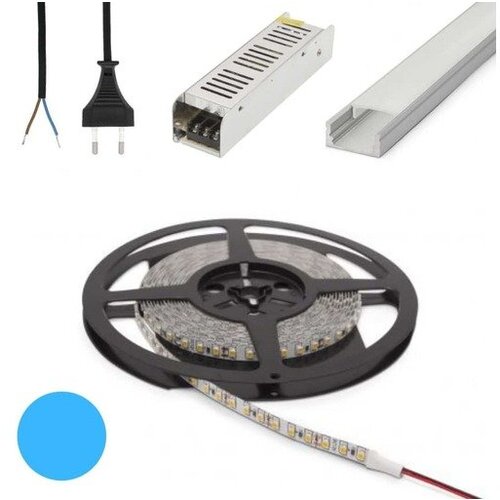 Phenom set 5x 1m alu profil mat + led trak 9,6w/m 6000k 5m + napajalnik 60w + priključna vrvica Slike
