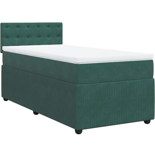 vidaXL Box spring postelja z vzmetnico temno zelena 90x200 cm žamet, (21321576) Cene