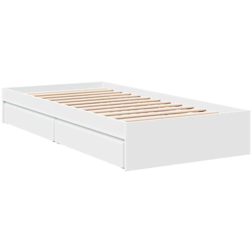 VidaXL Okvir kreveta s ladicama bijeli 90 x 200 cm konstruirano drvo Slike
